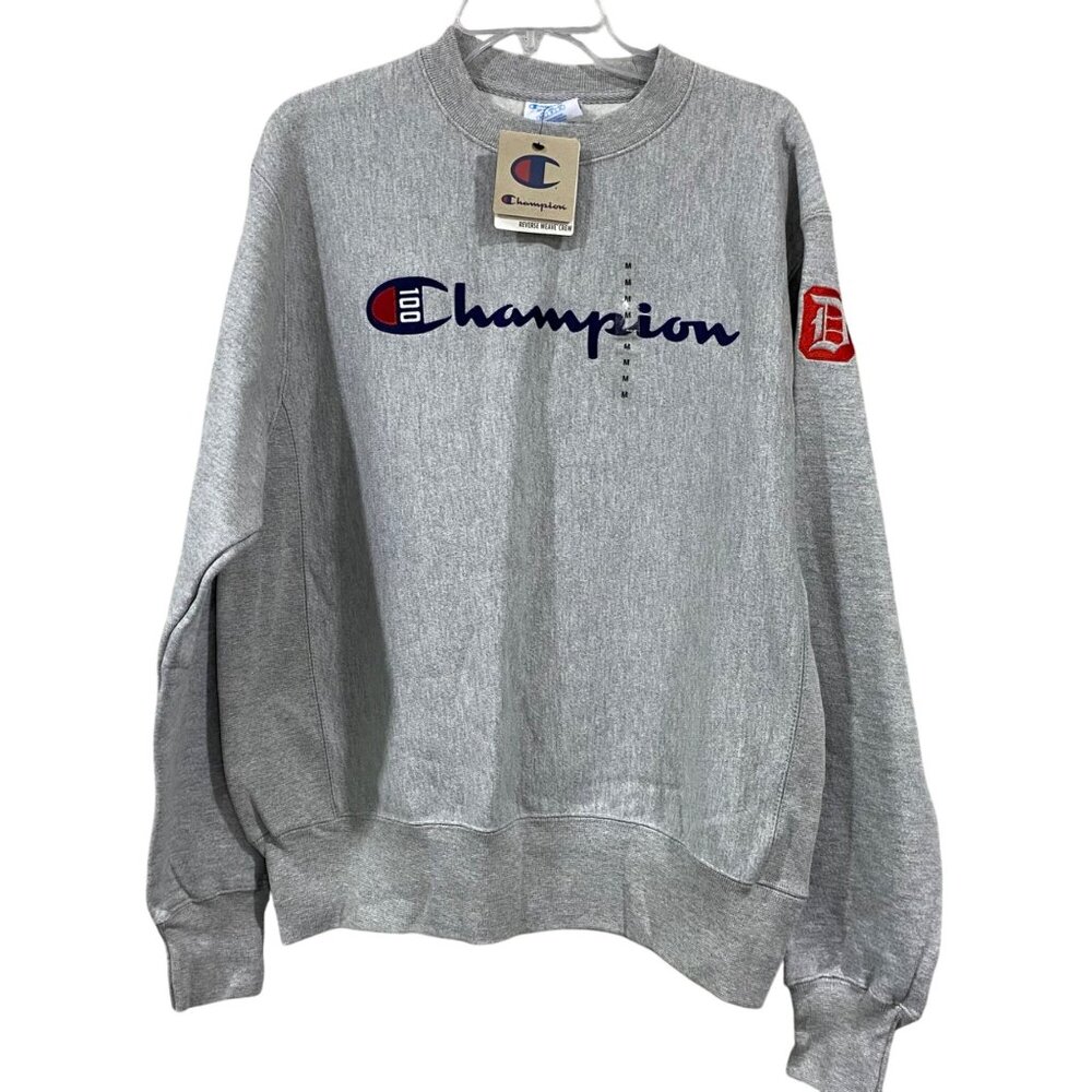 Champion 100 Year Anniversary Gray Crewneck Sweatshirt Medium NWT